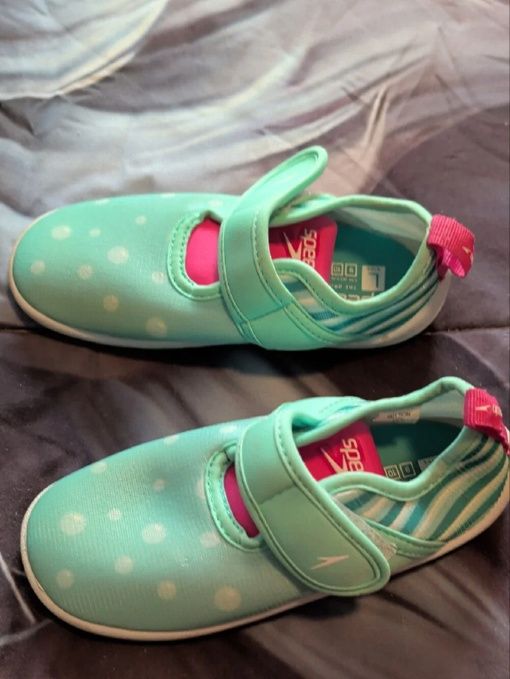 Speedo Kids Water Shoes - Mint Green with Pink Accents